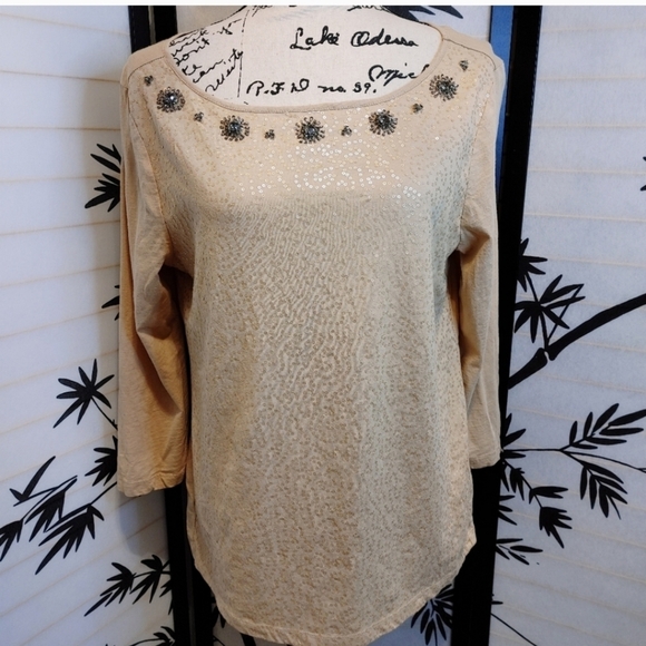 Ann Taylor Loft sequin embellished blouse - Picture 2 of 8